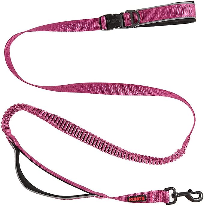 KONG Reflective Shock Absorbing Hands-Free Bungee Dog Leash 6' (Pink)