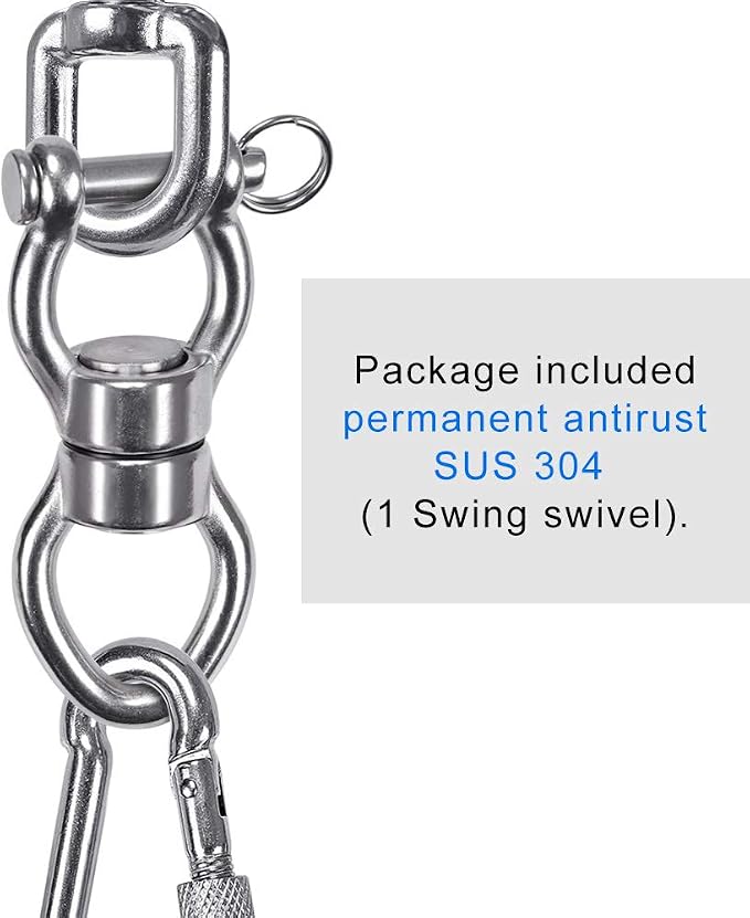 SELEWARE Silent Bearing Swing Swivel, 360° Rotational Device Hanging Accessory with Removeable Buckle for Tree Swing, Hammock Chair, Climbing Rope, Yoga, Kids Swing Swivel 1200LB Capacity