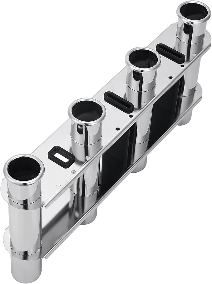 4 Tube Fishing Rod Holder & Boat Organizer Rod Rack Stainless Steel Fishing Rod Bracket Tube-linked Fishing Accessories