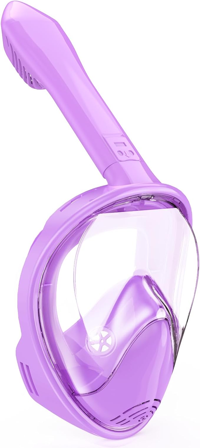 Kids Snorkel Mask Full Face, Snorkeling Gear for Kids with Camera Mount, 180 Degree Panoramic View Snorkeling Set Anti-Fog Anti-Leak
