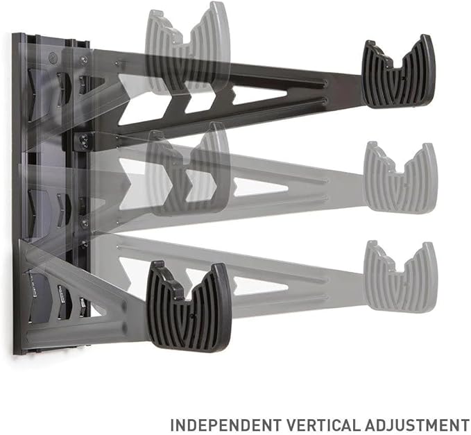 Feedback Sports | Velo Wall Rack Bike Storage | Bicycle Hanger Mount W/Adjustable Arms | Road, Gravel, Mountain Bike Compatible | For Garage, Apartment, Shed | Black