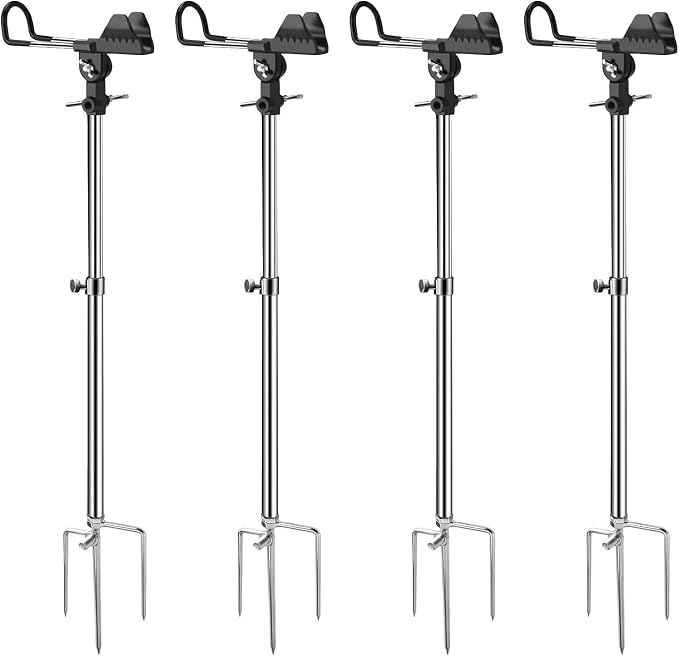 2/4 Pack Fishing Rod Holders, 360 Degree Adjustable Fishing Rod Holders for Bank Fising , Height Adjustable 25-36.6 Inch Multifunctional Stainless Steel Beach Fishing Rod Holder Fishing Gifts for Men