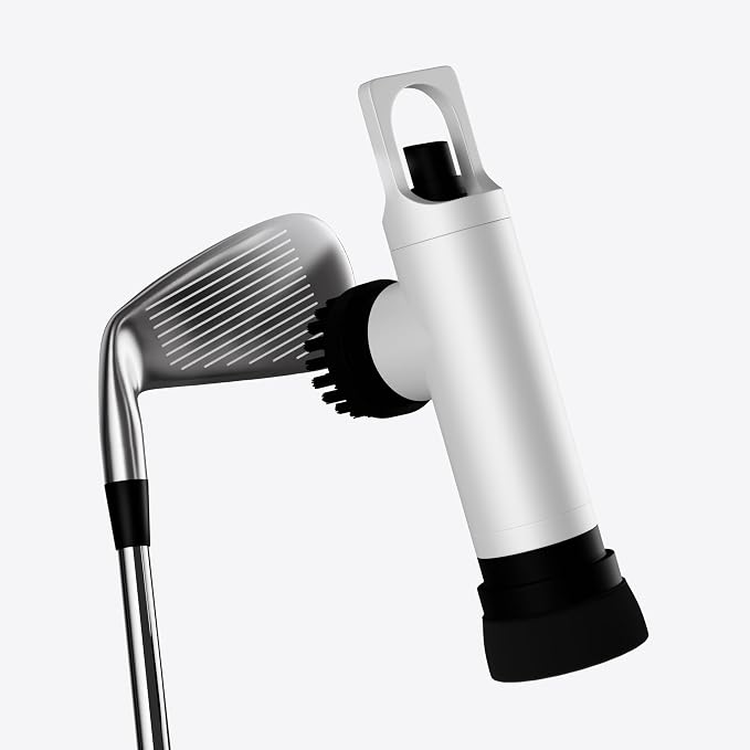 Golf Club Brush Cleaner with Water Spray Bottle and Sponge - Clean Golf Clubs Golf Balls Shoes All at Once - Heavy Duty - Golf Cleaning Device - Golf Accessories- USA Company (Pearl White)