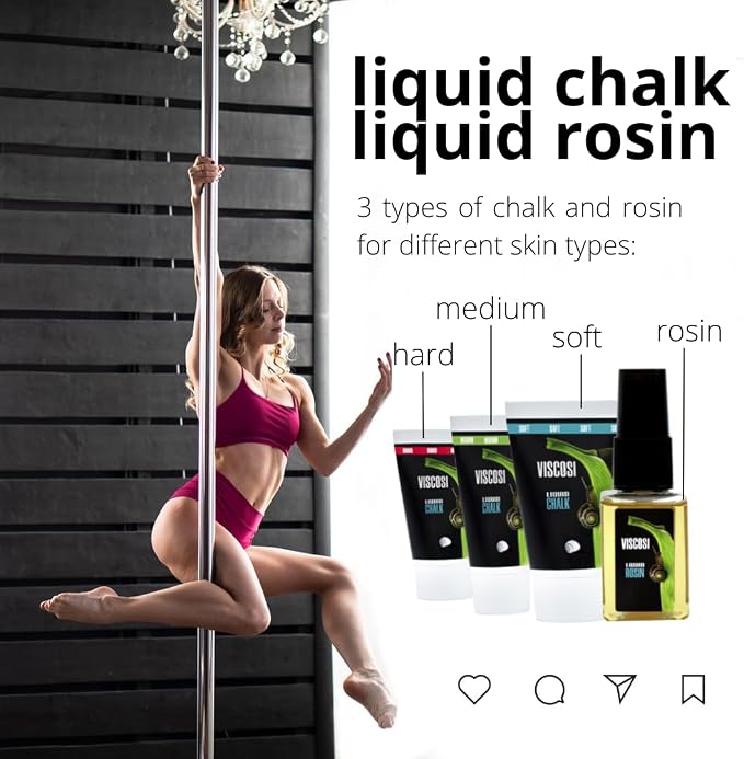 Viscosi Spray Grip (Liquid Rosin) 2-Bottles (1oz+1oz) - Firm Grip for Pole Dance, Aerial Silks, Tennis, Climbing, Gym - Dry Hands Rosin Spray