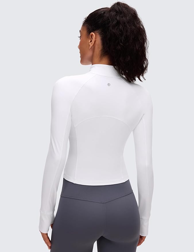 CRZ YOGA Butterluxe Half Zip Long Sleeve Shirts for Women - Workout Athletic Yoga Tops Crop Collared Quarter Zipper T-Shirt