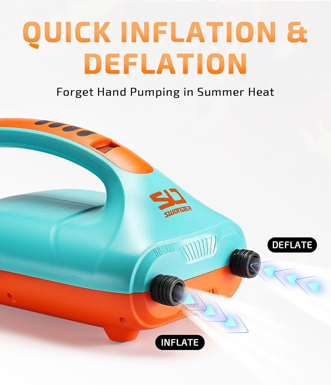 Swonder 20PSI High Pressure Digital Electric Air Pump for Stand Up Paddle Board | Kayak | Tent, SUP Inflator with Intelligent Dual Stage & Auto-Off, Two Colors