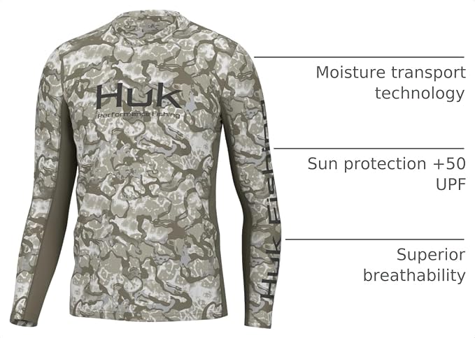 HUK Men's Icon X Long Sleeve Shirt, Performance Fishing Shirt
