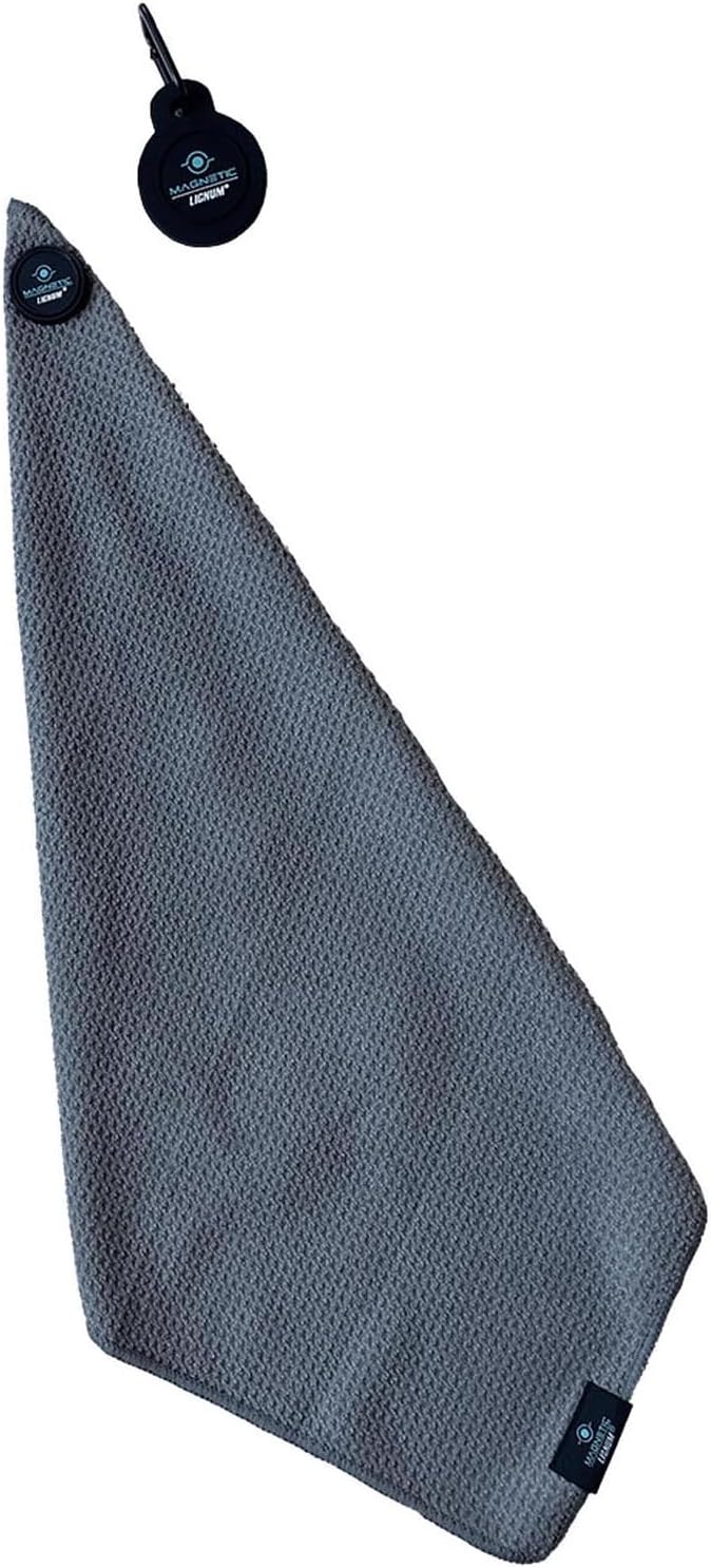 LIGNUM Magnetic Golf Towel – Super Absorbent Microfiber for Cleaning Clubs, Balls & Hands – Hidden Magnet for Easy Attachment to Clubs, Putter Head, or Golf Cart