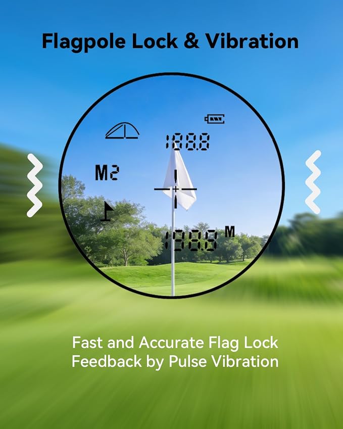 Golf Rangefinder with Slope, 1200 Yards Laser Range Finder Golfing with External Screen, Flag Pole Locking Vibration, 6X Magnification, Golf Accessories for Men
