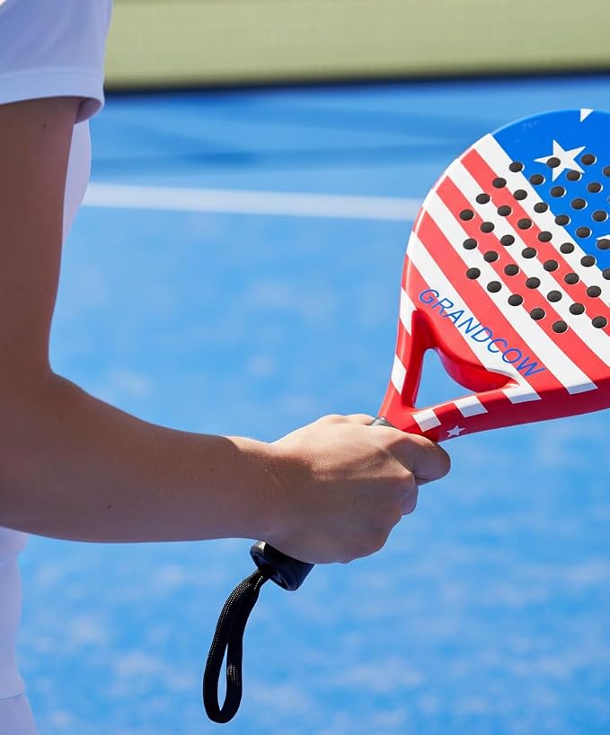 Padel Racket Palas de Padel raqueta Lightweight for Women Female Players Teardrop Shape, Soft EVA Core, Fiberglass Surface, Beginner to Intermediate Arm Friendly All Round Racquet 38mm