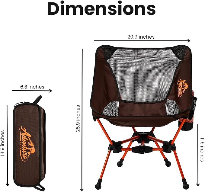Portable Camping Chair with 3 Towels | Compact, Foldable & Sturdy - Lightweight Backpacking Chair for Camping, Hiking, Beach, Tailgates and More | 330 Lbs Capacity