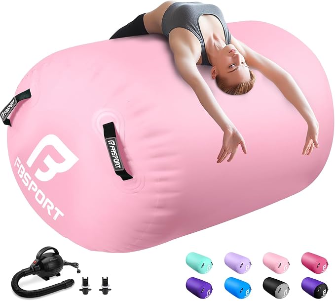 FBSPORT Air Roller Gymnastics Barrel, Inflatable Gymnastics Air Roller Inflatable Air Gymnastics Mat for Yoga Cheerleading Training Home Outdoor Indoor Use