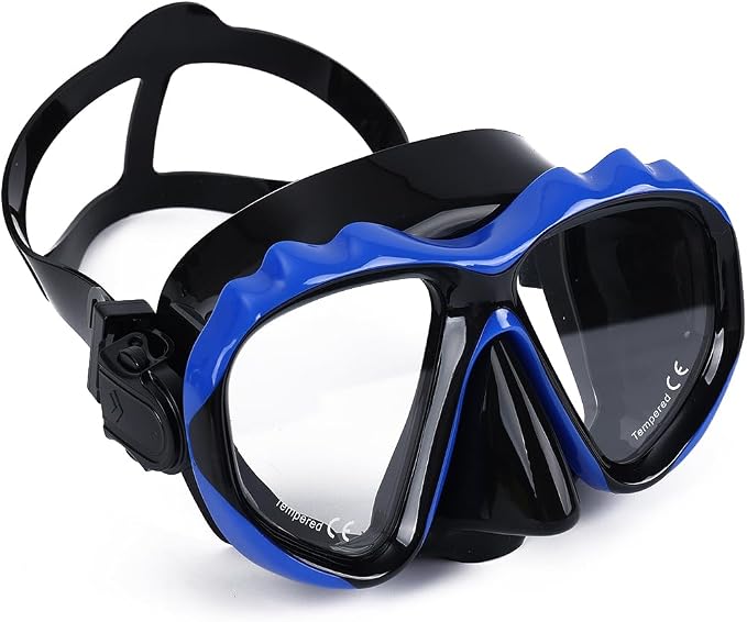 Diving Mask with Tempered Glass Lenses, Snorkel Gear for Men and Women, Clear Vision for Underwater Activities