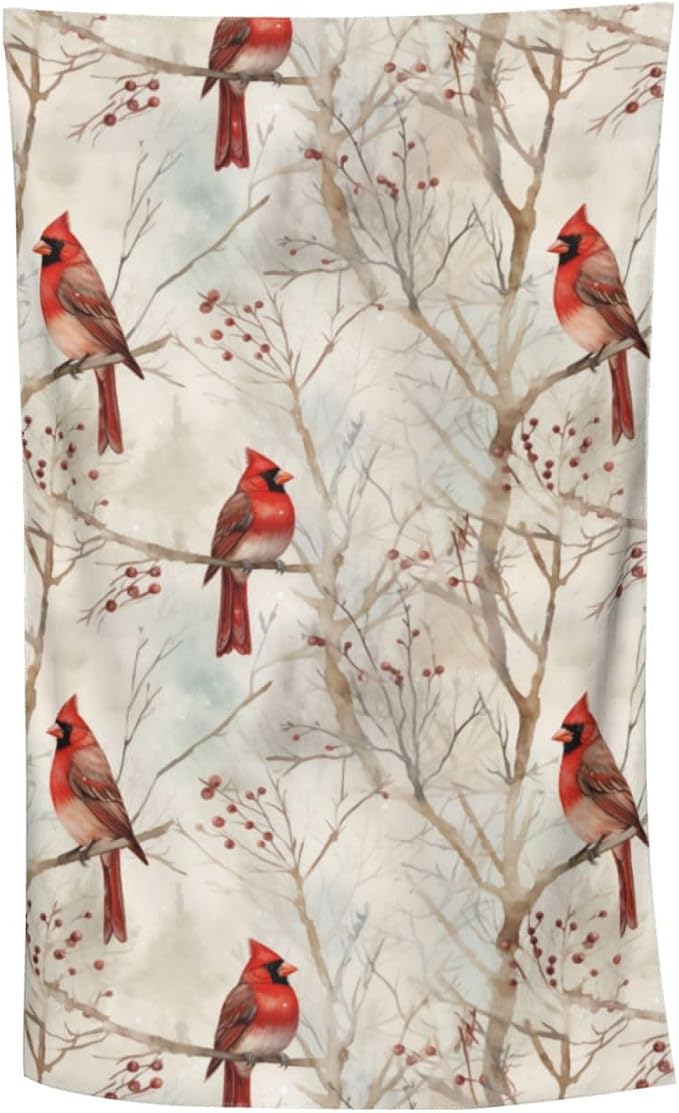Cute Bird Beach Towel,32x52in,Quick-Dry Sand-Free Bath Towels,Microfiber Lightweight for Travel Pool Yoga Beach Outdoor Activities Decor Accessories Gifts (Retro Red Cardinal)