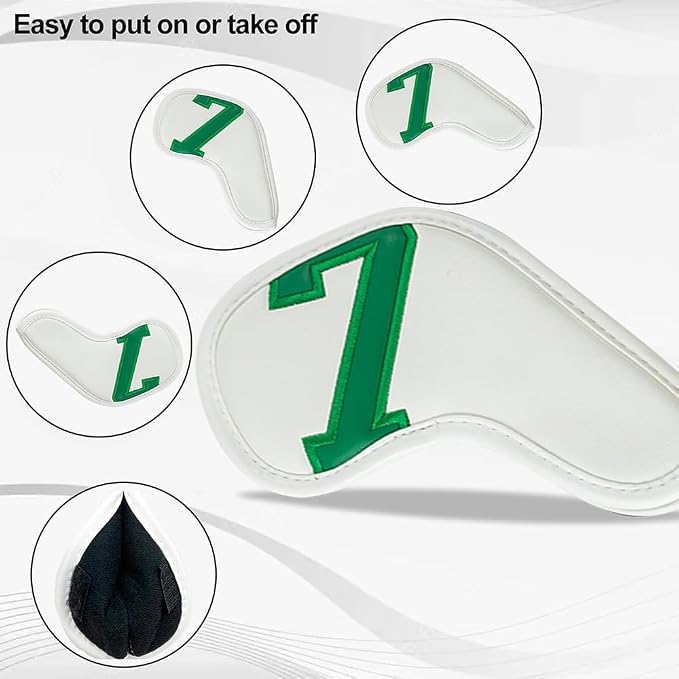 Golf 10pcs/12pcs Thick Synthetic Leather Golf Iron Head Covers Set Headcover Fit All Brands