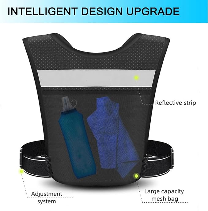 Running Vest for Men Women, Adjustable Hydration Vest with 500ml Soft Water Bottle, Reflective Hydration Pack for Trail Marathon Running, Hiking, Cycling