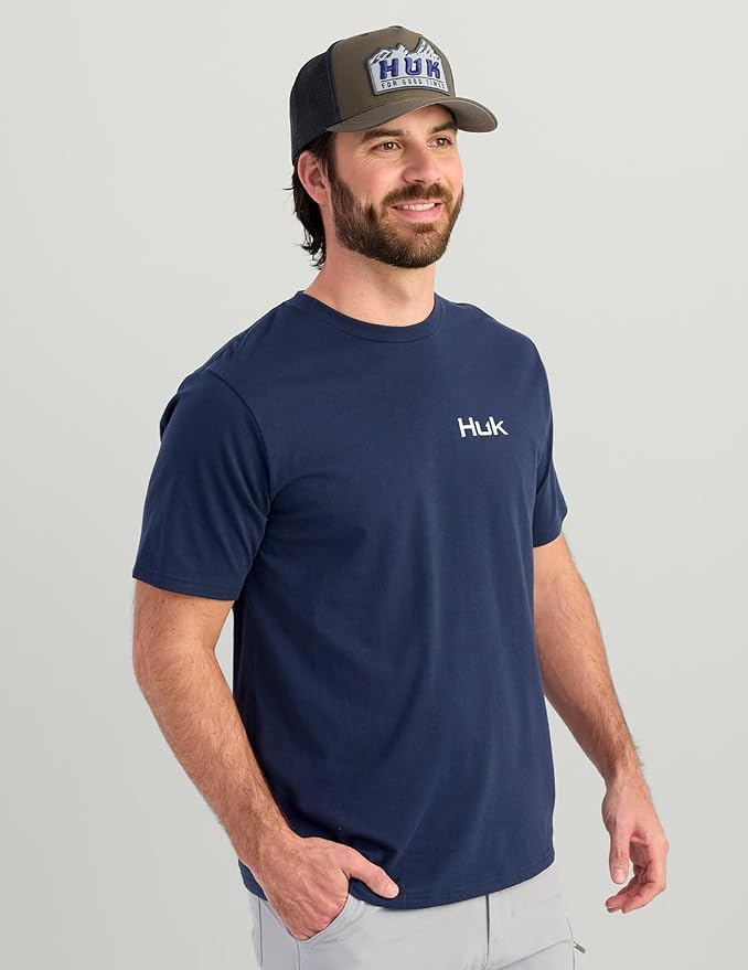 HUK Mens Performance Fishing Logo Tee, Short Sleeve T-Shirt for Men