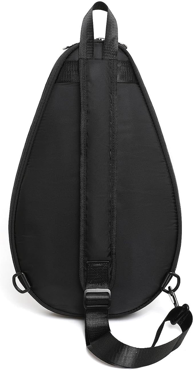Tennis Racket Bag Waterproof Zipper Paddle Holder Crossbody Shoulder Bag for 1-2 Rackets, Lightweight Versatile Organizer