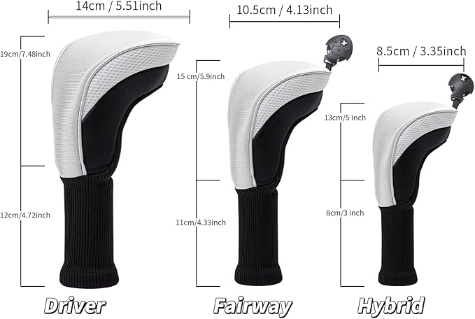 Wood Headcover Golf Club Covers Driver Headcovers Nylon Head Covers Designed to Fit All Woods - 3/4/5/6 Pack/Set Golf Accessories Suitable for Men and Women