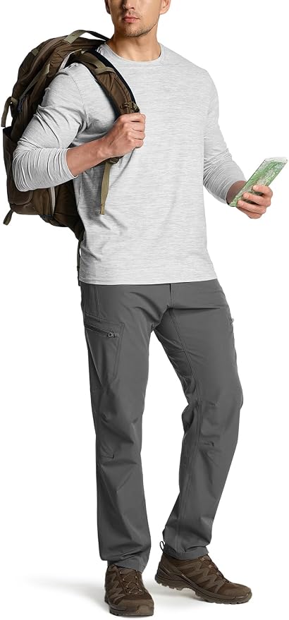 CQR Men's UPF 50+ Sun Protection Long Sleeve Quick Dry Athletic Shirts, Stretch Running Workout Hiking T-Shirts
