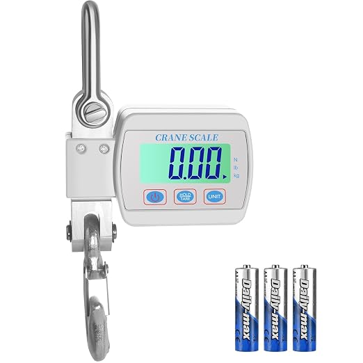 Digital Crane Scale Heavy Duty Hanging Scale- LCD Backlight, 1100lbs/500kg Max Capacity, High-Precision Sensor, Tare & Unit Switch Functions for Farm, Hunting, Warehouse & Construction