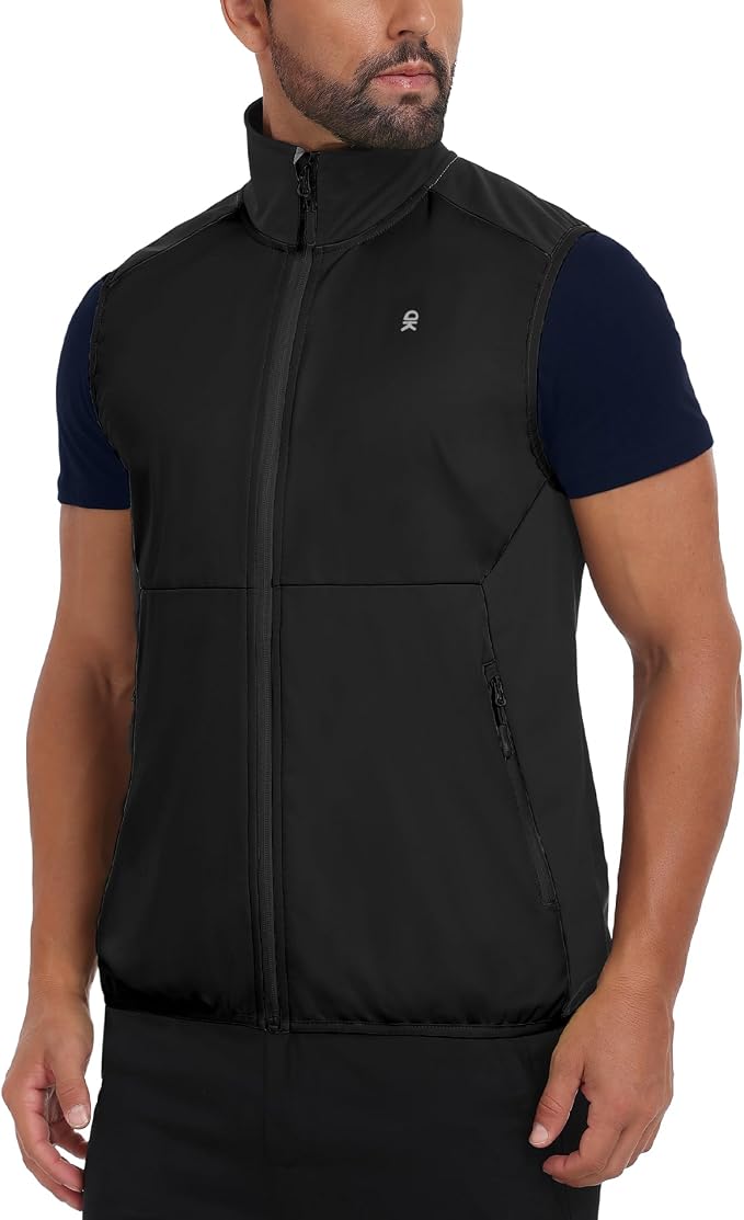 Little Donkey Andy Men's Water-resistant Outerwear Vests, Stretch Windproof Vest for Cycling, Running, Golf