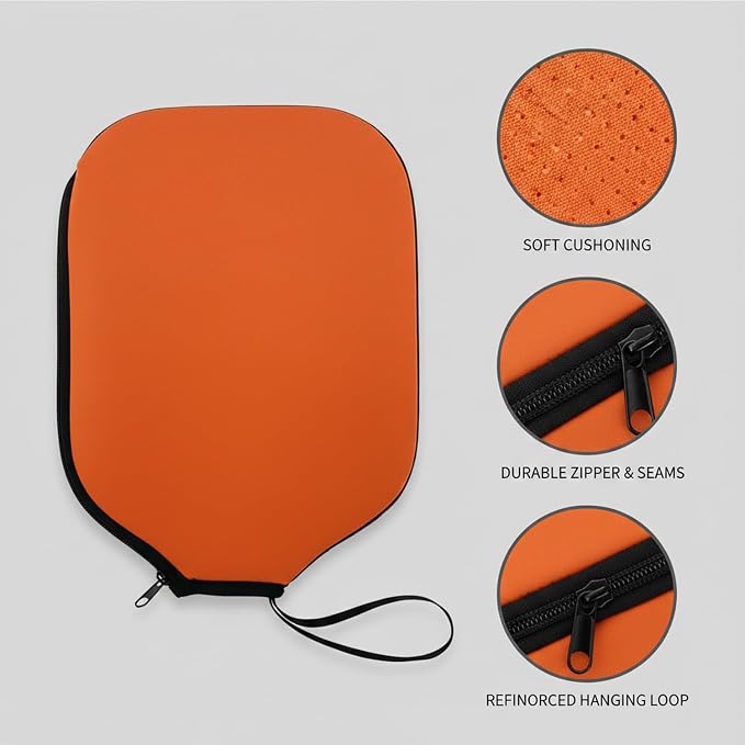 2-Pack Neoprene Racket Covers for Table Tennis & Badminton, Protective Storage Sleeves with Hanging Loop, Scratch-Resistant Paddle Cases