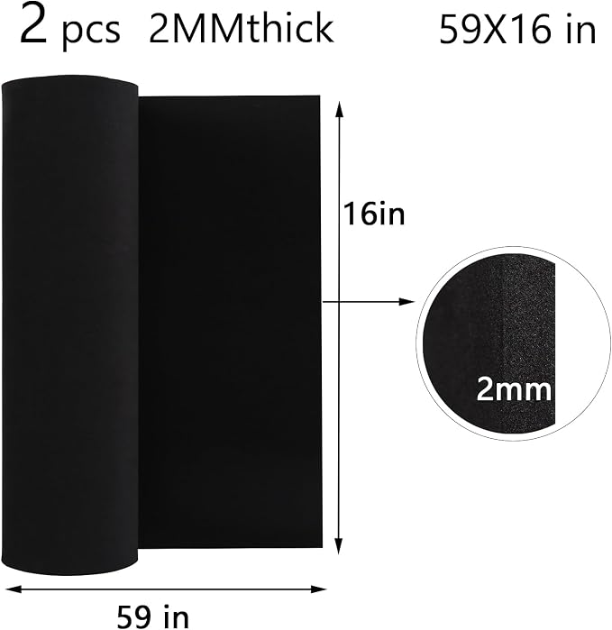 AMZQNART 2 Pack EVA Foam 2mm, Cosplay Foam Roll, 16 x 59in Black, Suitable for Large Foam Cosplay Modeling, DIY Projects, Crafts, Ultra High Density 90 kg/m3.