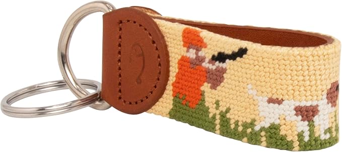 Leather Hand-Stitched Needlepoint Key Fob or Key Chain