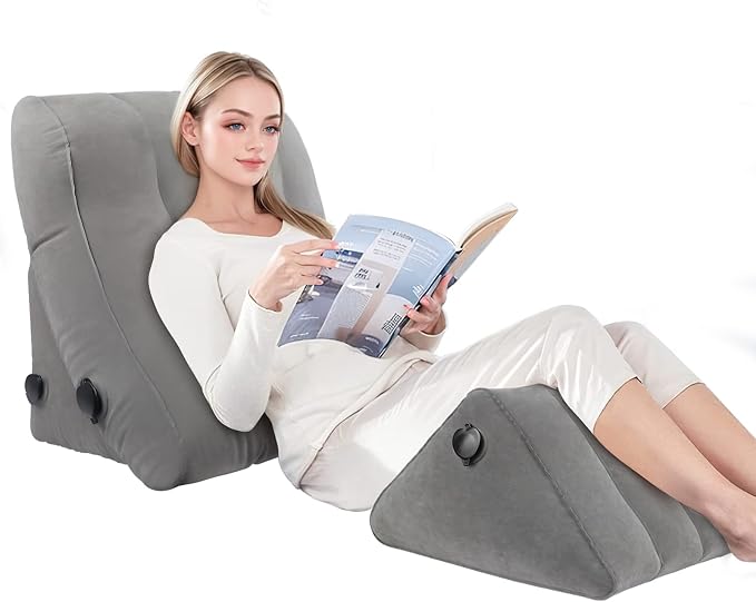 EKEPE Inflatable Wedge Pillow Set for Sleeping, Bed Wedge Pillow Set for Travel, Post Surgery Wedge Pillow for After Surgery, Knee & Back Pain, Acid Reflux, GERD, Anti Snoring and Heartburn