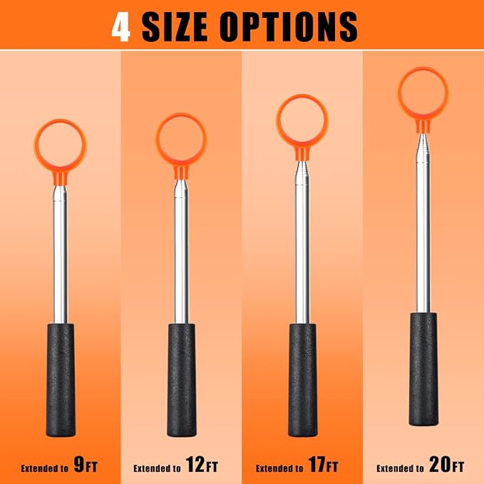 Golf Ball Retriever Telescopic for Water, 9Ft/12Ft/9.01Ft/16.3Ft/20Ft Stainless Steel Golf Ball Retriever, Professional Golf Ball Retriever