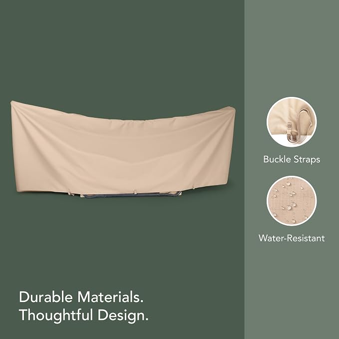 Covermates Ultima Hammock Cover – Heavy-Duty 600D Ripstop Polyester with Waterproof Seams, Adjustable Buckle Straps, All-Weather Protection for Hammocks & Stands, 188W x 58D x 20H, Ripstop Tan