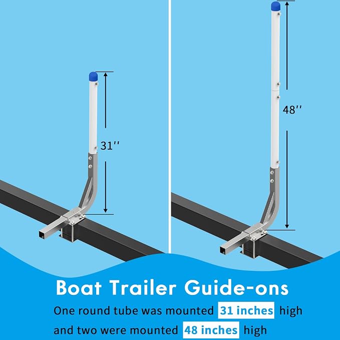 Boat Trailer Guide 31"-48" Adjustable Design, Boat Trailer Guides Poles Kits，Heavy Duty 2PCS Steel Trailer Guide Poles, for Your Ski Boat,Fishing Boat or Sailboat Trailer,More Rust-Prevention