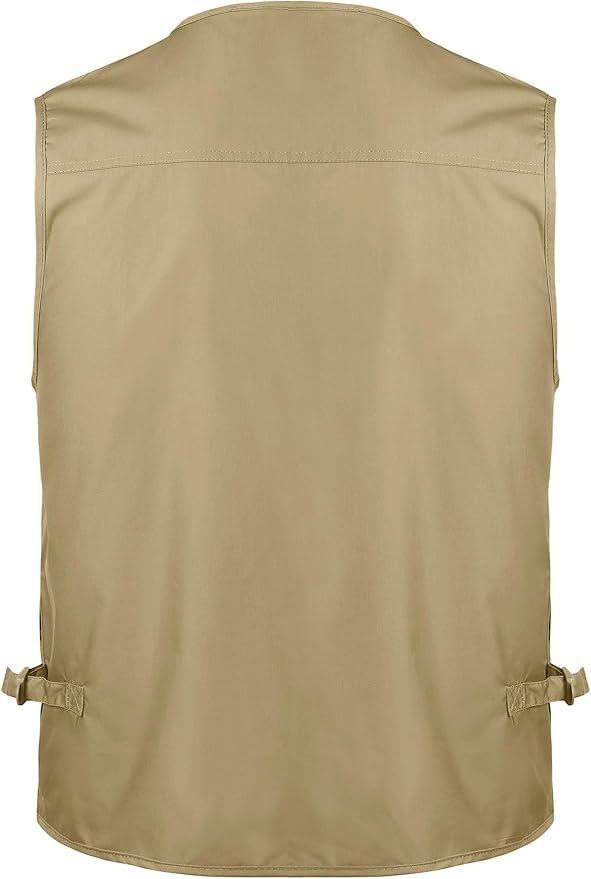 Flygo Men's Fishing Vest Utility Lightweight Outdoor Travel Safari Photo Cargo Vest with 16 Pockets