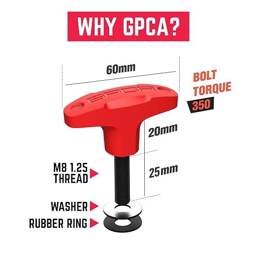 GP Anchor & D Ring Set, 8 Tie Down Anchor Bolts w/Screw Nuts & 8 D Rings for Fast Hardtop Removal Lift, Truck Tie Downs, Ford Bronco Accessories for 4xe, J & YJ, M8-1.25 Screw, Red (w/o Square Nuts)