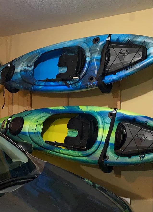 Kayak Storage Racks, Canoes Garage Storage Hooks, Wall Mount Surfboard Hangers and Stand-Up Paddle Board Holder