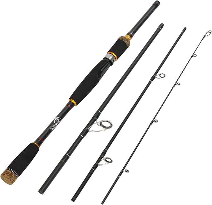 Jenseits 7FT Fishing Rod，Telescopic & 4-Piece Fishing Pole, Spin & Cast | 24T Carbon Fiber, Comfortable EVA Handle, Ceramic Guides, Bass, Trout, Catfish, Freshwater & Inshore，Fishing Gift for Men