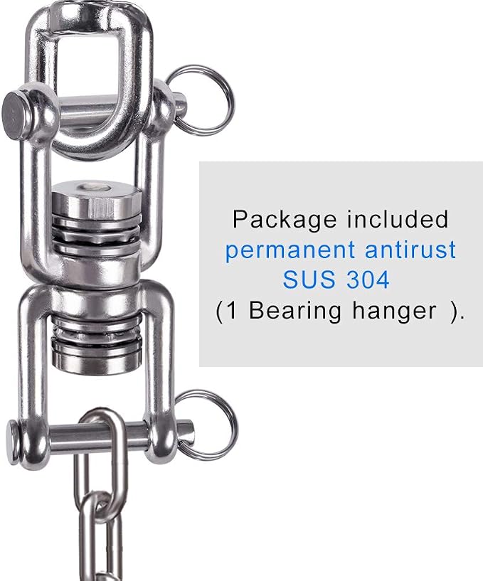 BeneLabel Dual Hanging Rings Hammock Swing Hanger, Swivel Stainless Steel Mounting Bearing Set D Shape Open Loop for Indoor Outdoor Playground Chair Yoga Rope Punching Bag Sandbag