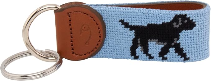 Leather Hand-Stitched Needlepoint Key Fob or Key Chain