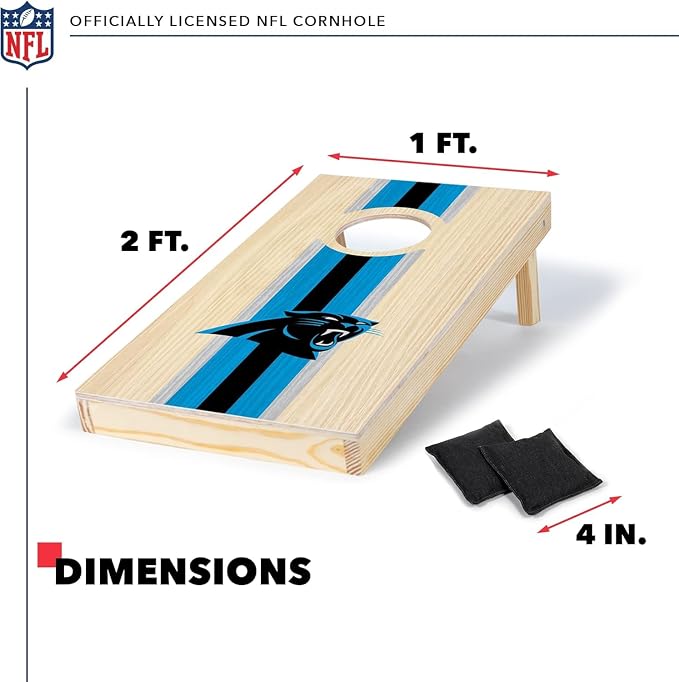 NFL Football Portable Size 1' x 2' Solid Wood Cornhole Set with Direct Print HD Team Graphics – Travel Size