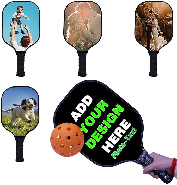 Custom Padded Pickleballs Paddle Cover with Photo Text Logo, Personalized Neoprene Cover Paddles Case Customize Rackets Cover, Fits Most Paddles, 8.5x11.5 Inches