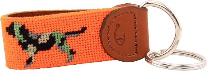 Leather Hand-Stitched Needlepoint Key Fob or Key Chain