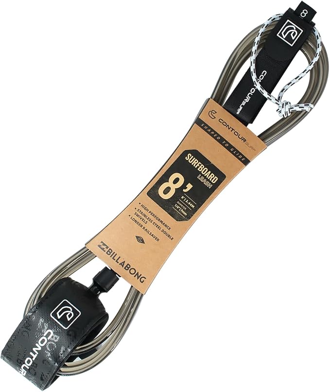 Billabong x Surfboard Leash – Ankle Leash with Double Swivel, Heavy-Duty PU Cord for Longboards and Shortboards, Secure and Lightweight