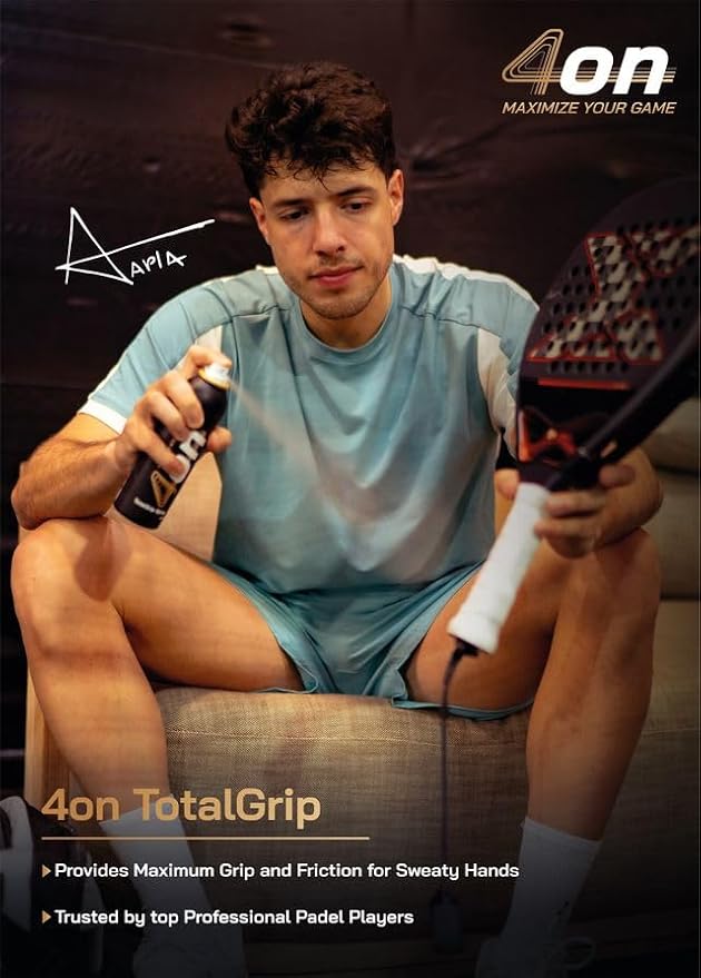 4on Total Grip Spray – Non-Slip Spray to Improve Your Grip. Effective for Padel and Pickleball - Provides Maximum Grip and Friction for Sweaty Hands - 6.77 Oz (200 ml)