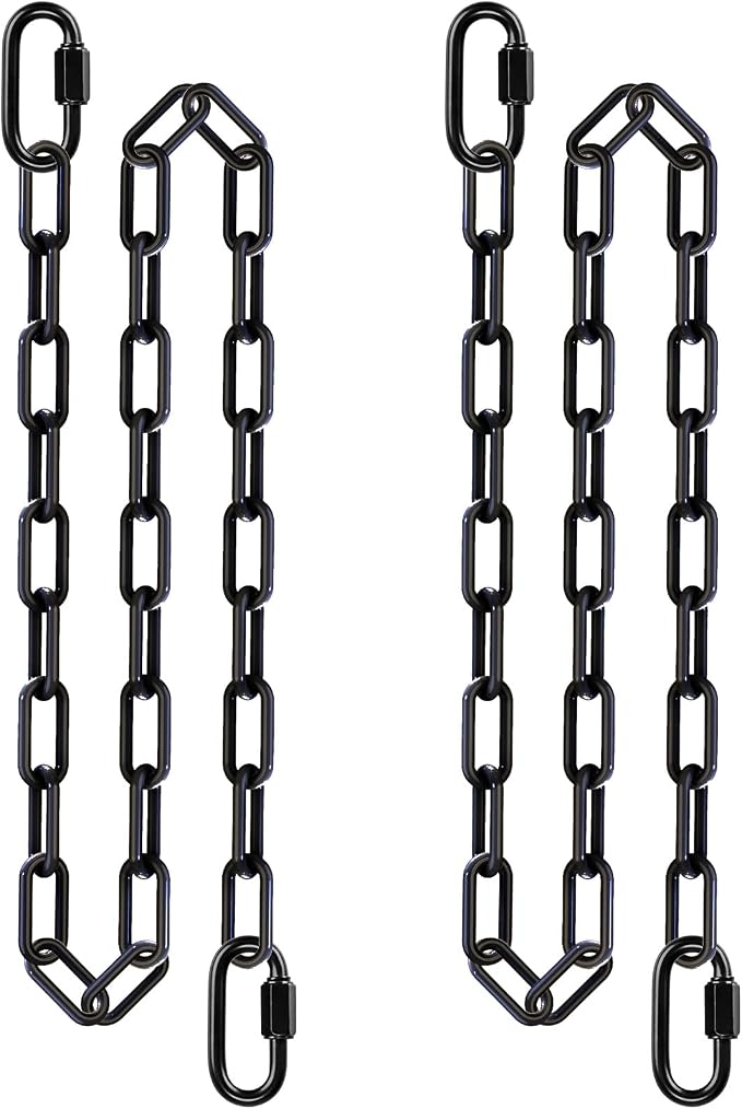 SELEWARE 2 Pack 80 Inch Hanging Swing Chain with 4 Carabiners, 1000LB Capacity Plastic Coated Hanging Chains, Hammock Hardware Kit for Swing, Hanging Chair, Punching Bags, Indoor Outdoor Gym (Black)