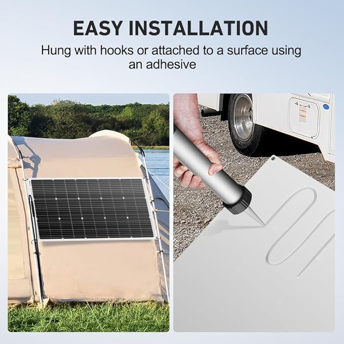 DOKIO 600W (6×100W) Flexible Solar Panels 18V Monocrystalline for 12V Battery Charging, Semi-Flexible ETFE with MC4, Series or Parallel Expansion for RV Boat Van Camper Trailer Off-Grid Power