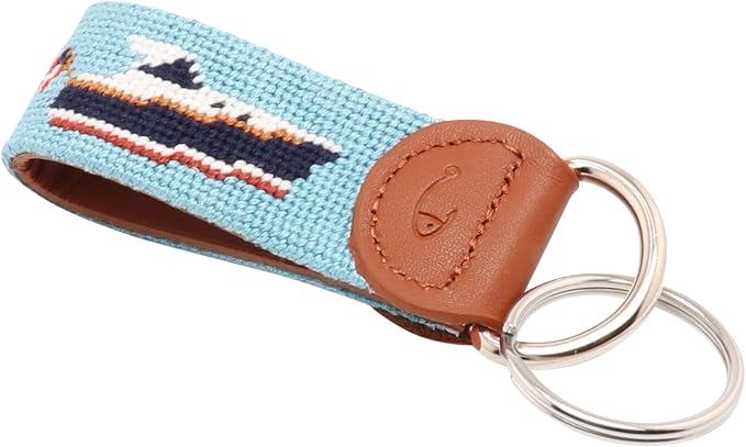 Leather Hand-Stitched Needlepoint Key Fob or Key Chain