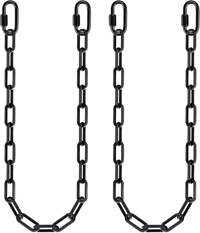 BeneLabel 2Pcs 60" (5ft) Heavy Duty Hanging Chain with Hooks 1000 LBs Capacity Swing Chain Porch Swing Chains Black Coated Chains for Hammock, Swingset, Hanging Chair, Swings Chair, Heavy Bags