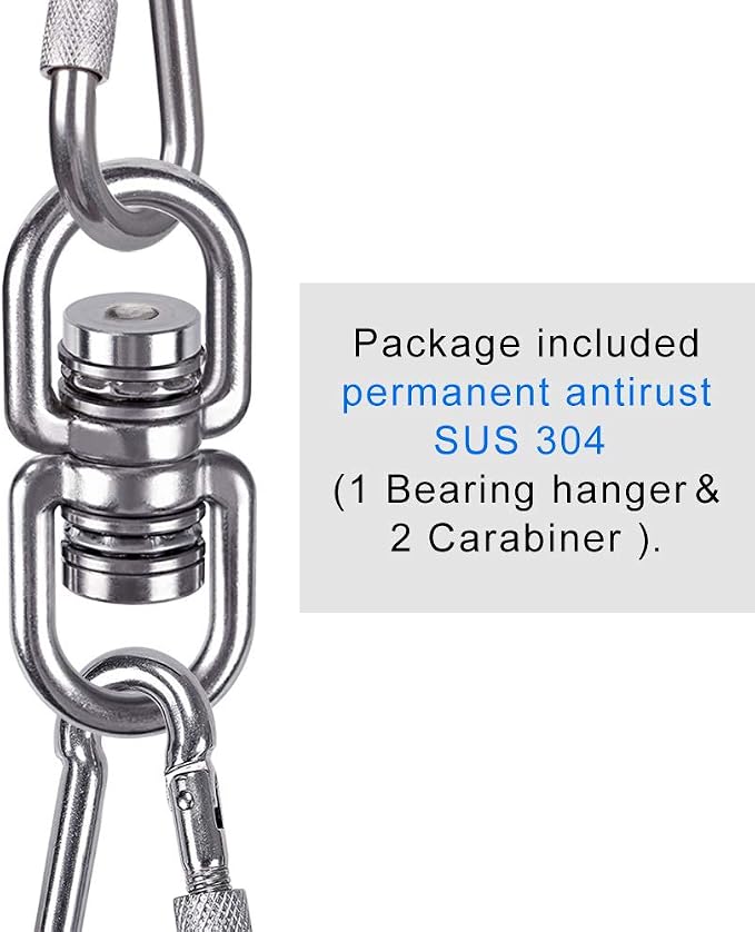 SELEWARE Heavy Duty Bearing Swing Swivel, 360° Rotational Hanging Accessory with 2 Quick Connect Buckles, Ideal for Tree Swing, Hammock Chair, Yoga, Kids Tire Swivel, Heavy Bag Swivel, 1200LB Capacity