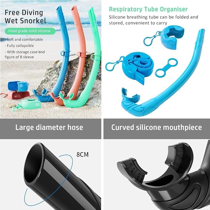 2 Sets Snorkeling Gear for Adults, Snorkel Set Adult Panoramic View, Anti-Leak Anti-Fog Scuba Diving Mask with Mesh Bag, for Portable Professional Diving Snorkeling Set